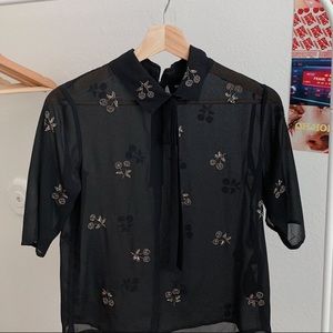 the kooples black embroidered top